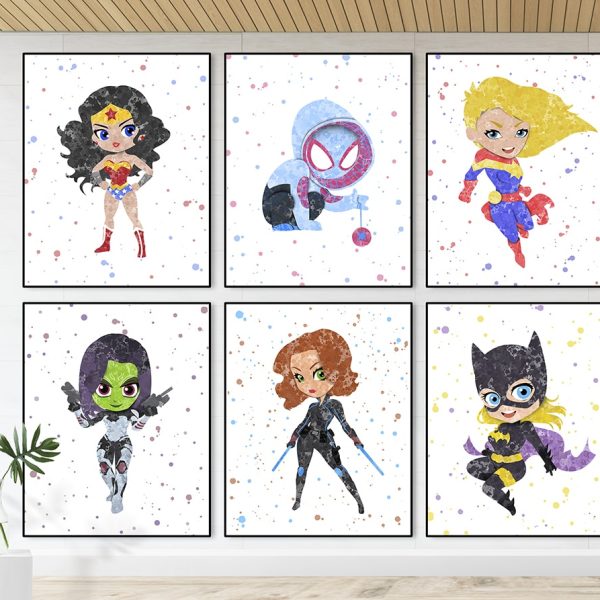 Superheroines 6 Set - Nursery Wall Decor
