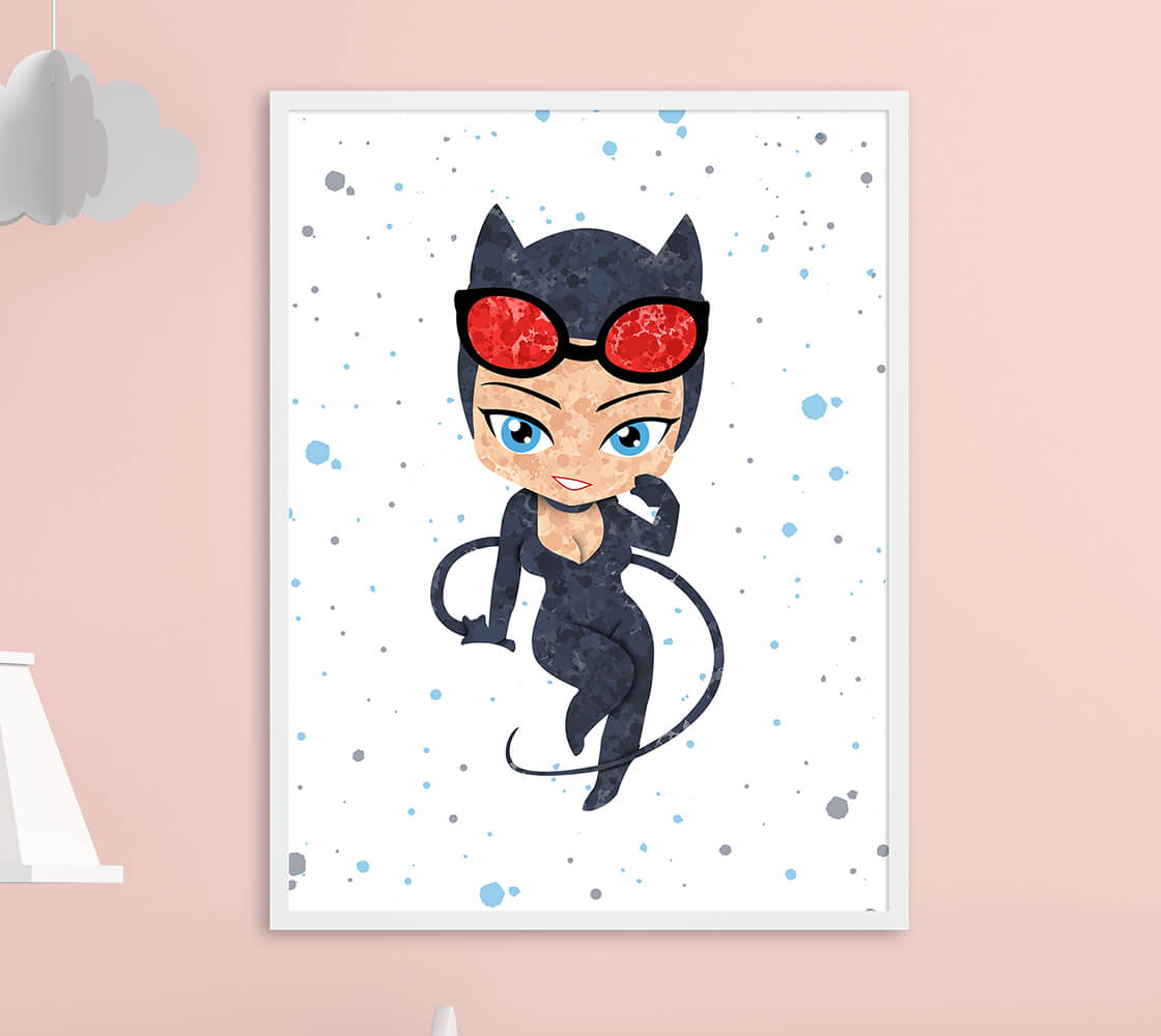 Catwoman - Nursery Wall Decor - Digital Baby Room Poster