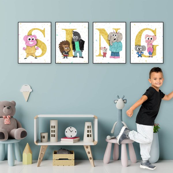 SING movie posters 4 Set - Wall Decor