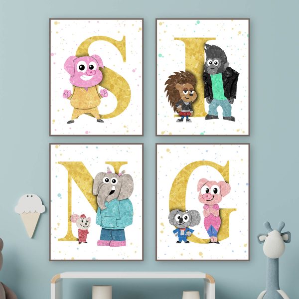 SING movie posters 4 Set - Wall Decor