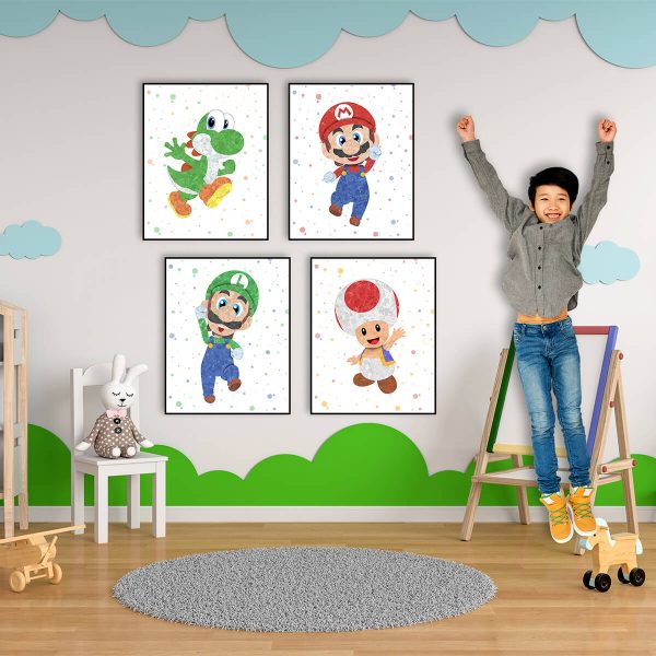 Super Mario Bros, 4 Set - Nursery Wall Decor