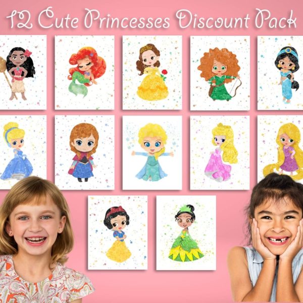 Disney Princess 12 Set - Nursery Wall Decor